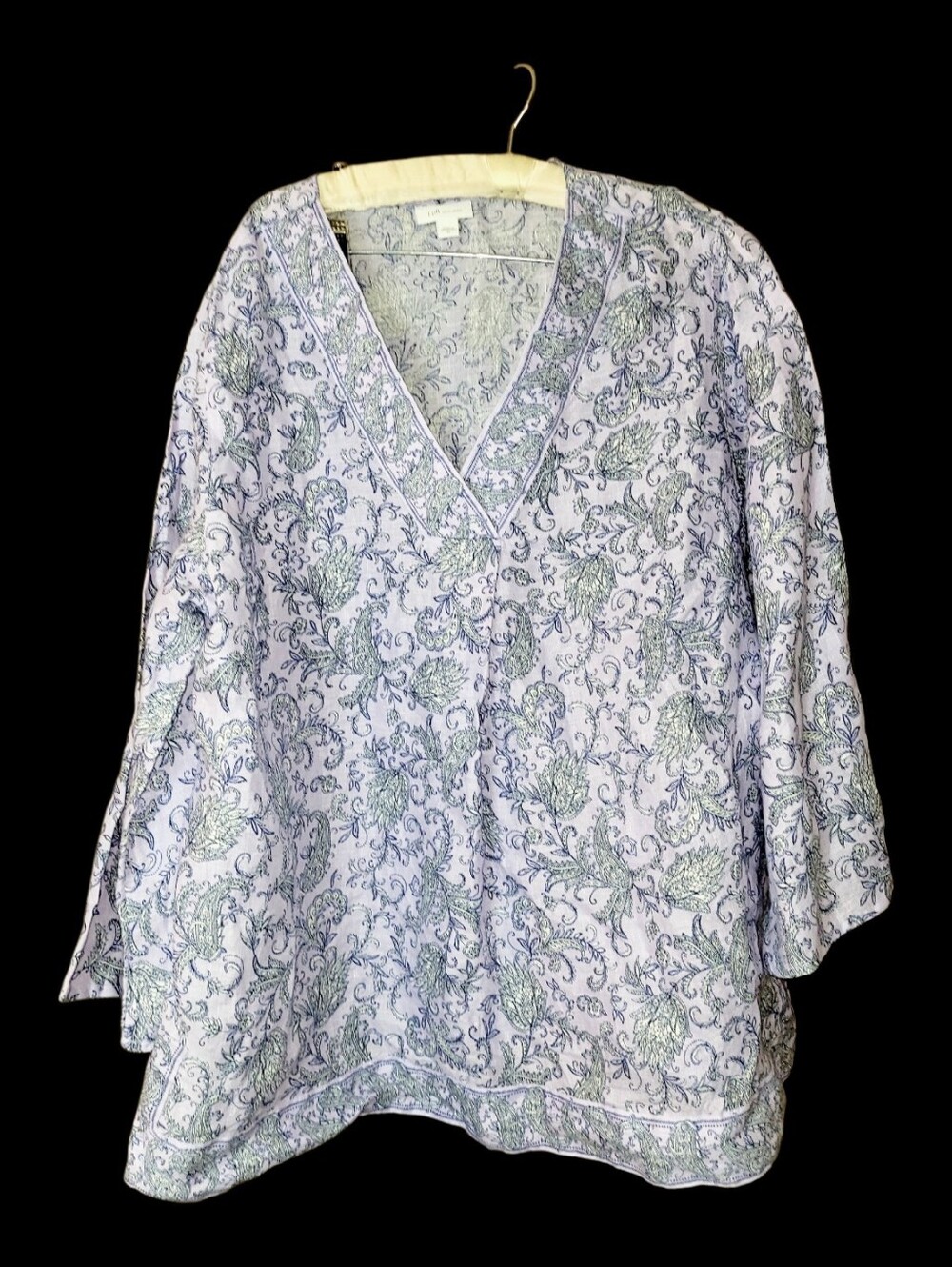 J.jill Love Linen Lavender Boho Top 3/4 Length Sleeves XL